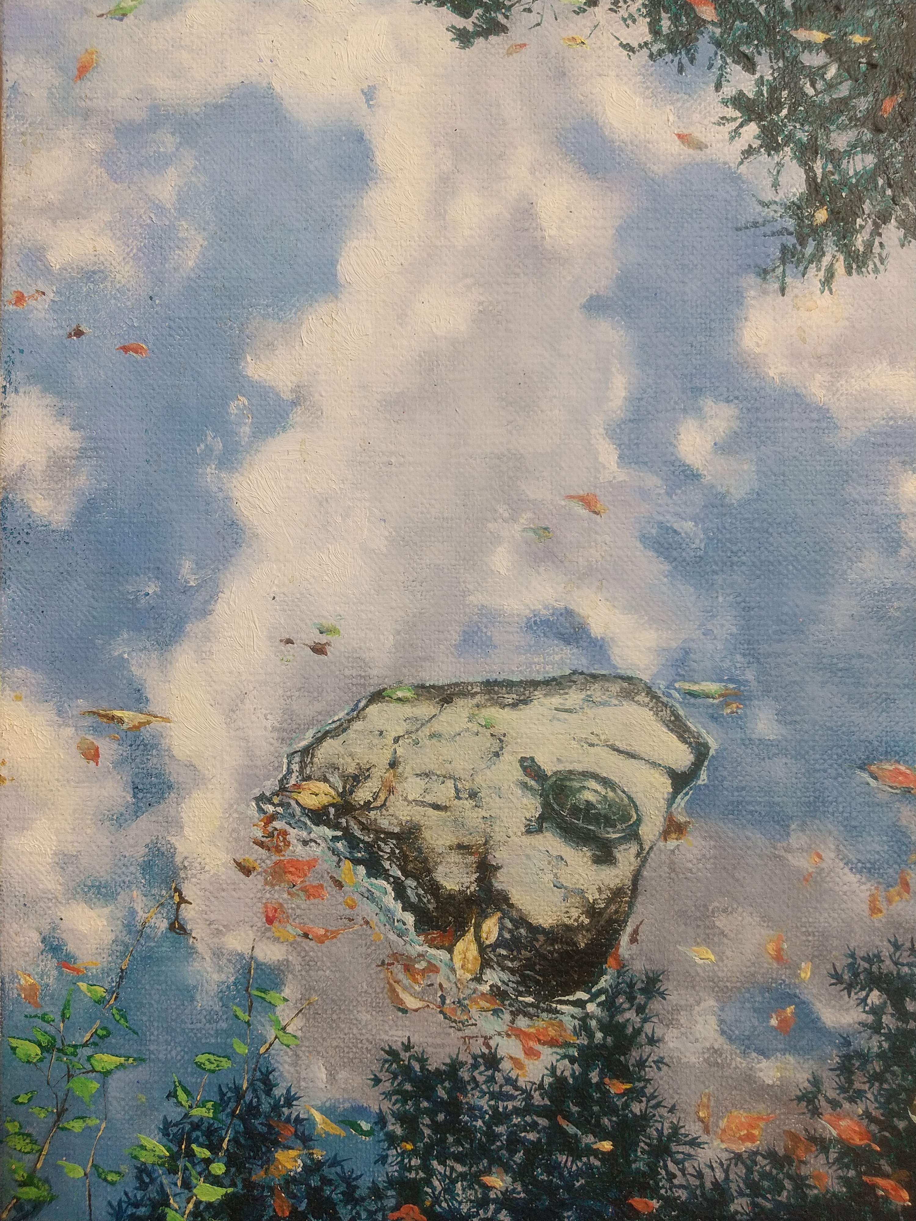 岡本玲『飛火野 秋』F6 肉筆画 キャンバス 額縁付き | Pay ID