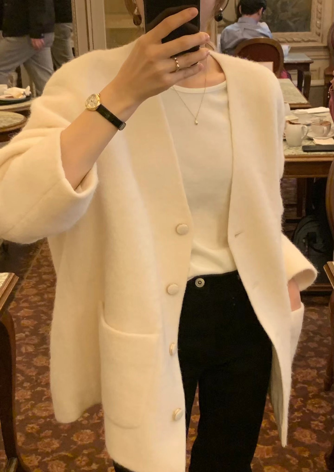 (OUNCE)  van alpaca half  coat / 2color