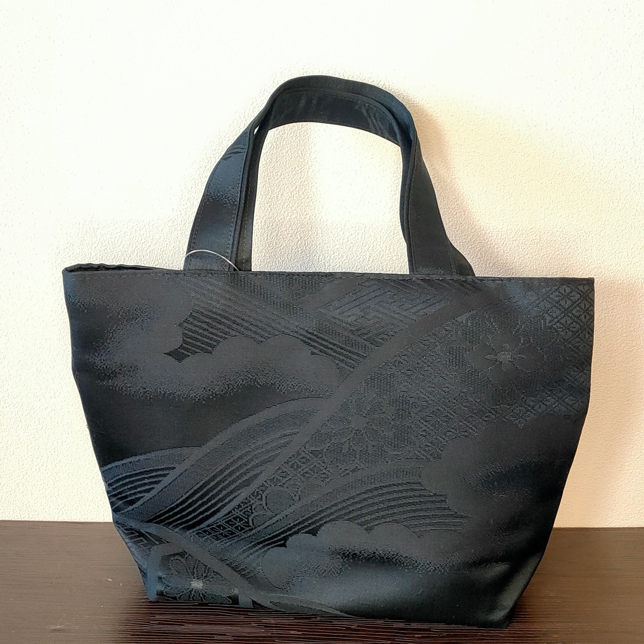 37 喪服用 正絹 帯バッグ 着物 日本製 ハンドメイド -Handmade obi bag 