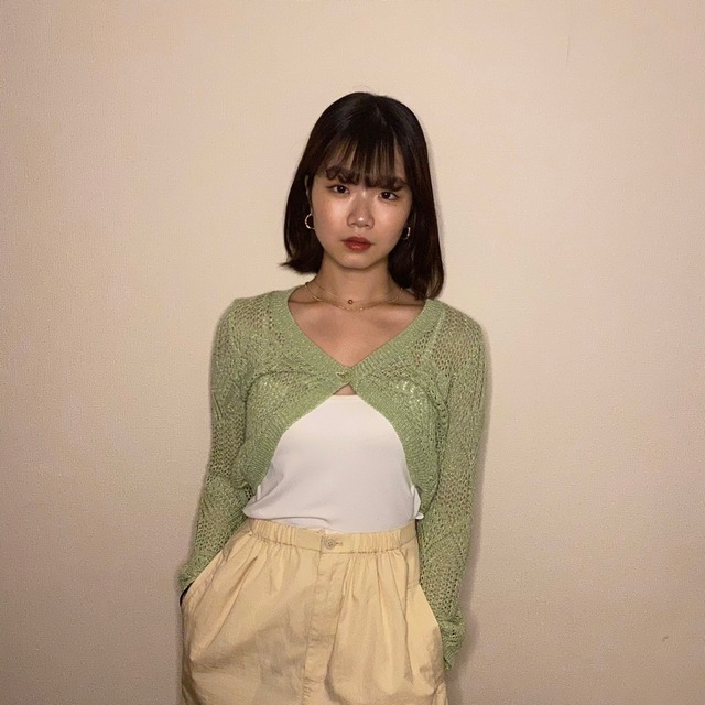 lime green lame crochet borero