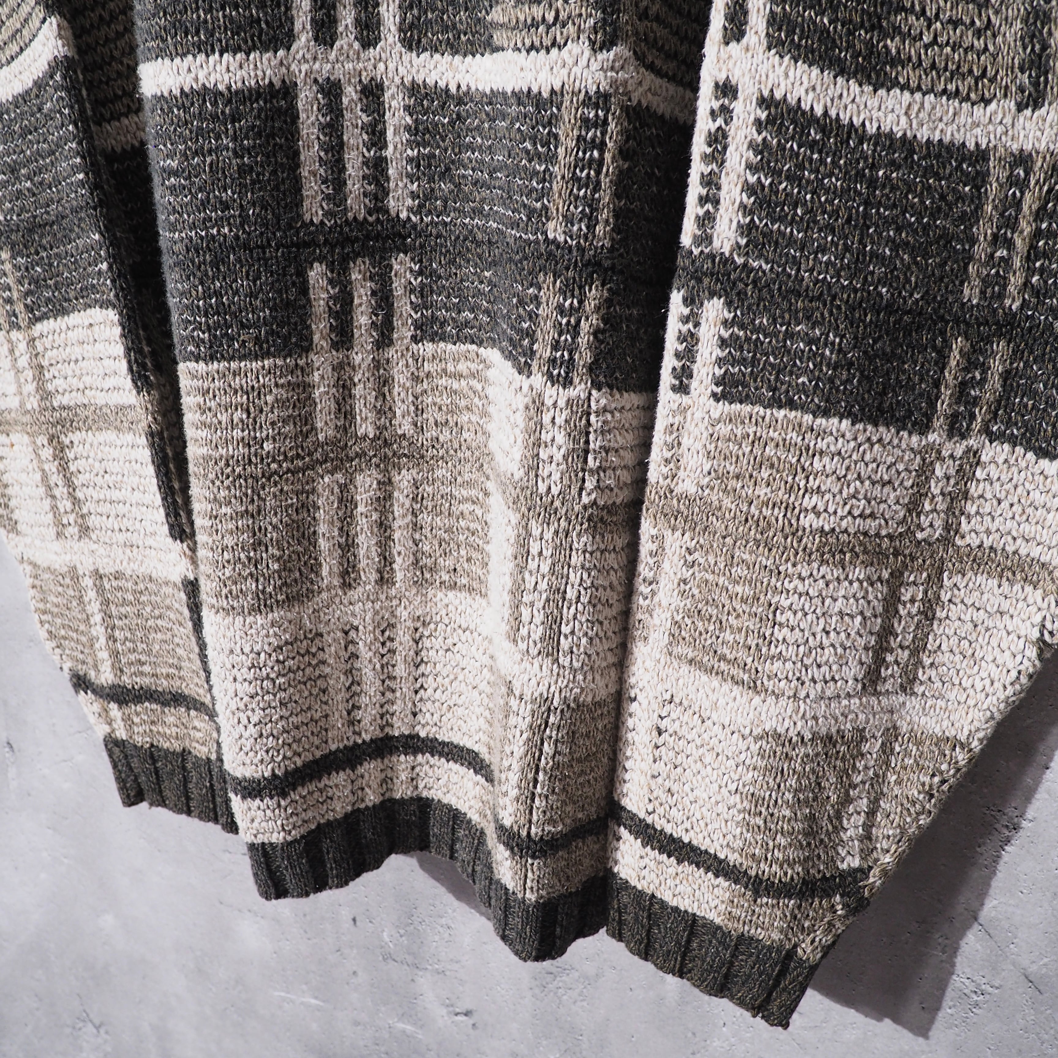 1990s " Made in USA " Block check pattern vintage loose knit