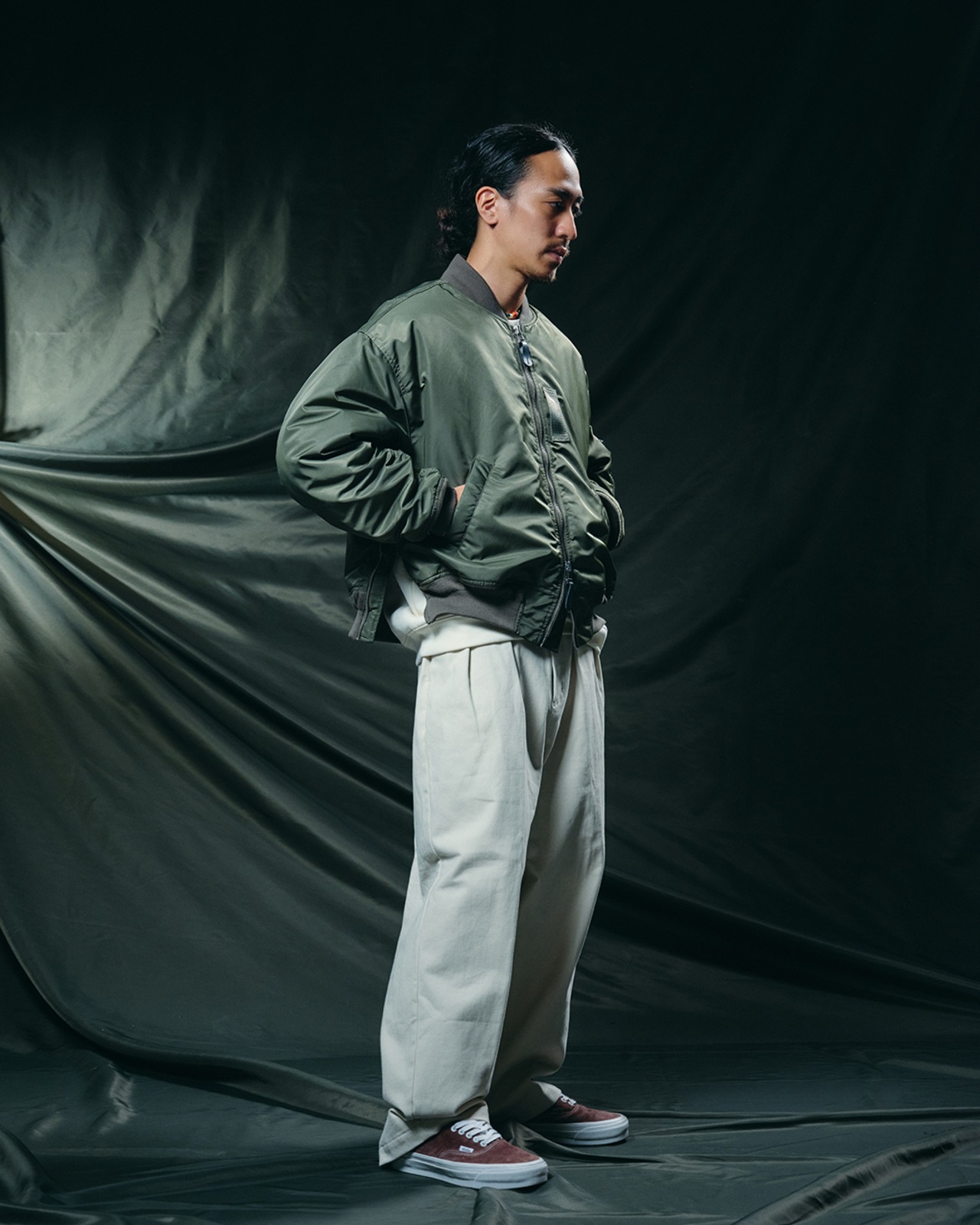 【#Re:room】HEAVY CHINO TWO TUCK  WIDE PANTS［REP305］