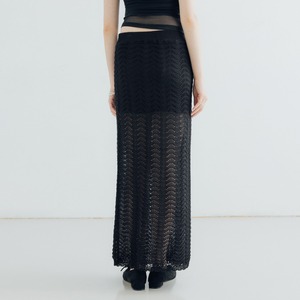 Sheer Crochet Mermaid Long Skirt T3543
