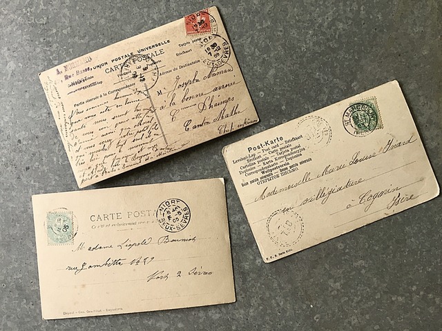 1900s france antique 永遠の少女と少年 ポストカード 3p