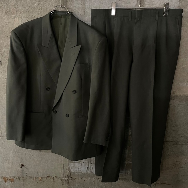 〖vintage〗graycolor double wool setup suit/グレーカラー ダブル ウール セットアップ スーツ/lsize/#0518