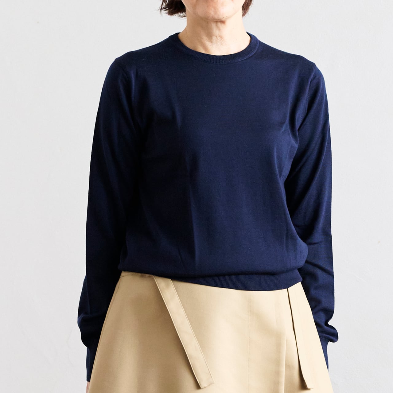 SLOANE スローン 30G天竺 メリノウール スーパーハイゲージ クルーネック SL9W-505 ネイビー