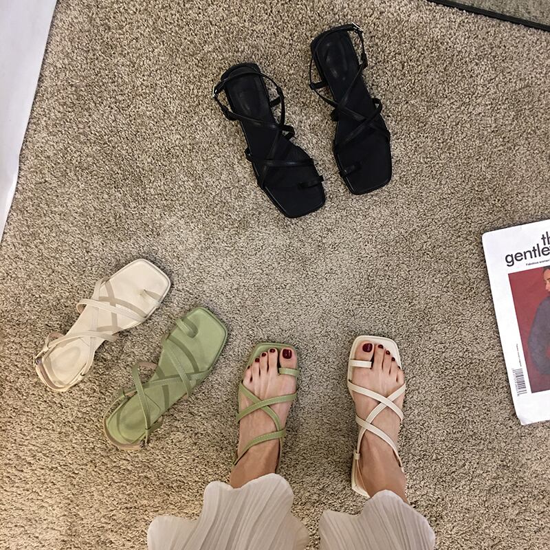 サンダルレディースサマースタイルセット カジュアル 靴 シューズ 夏物 ビーチ スクウェア フェイクシューズ49145824311