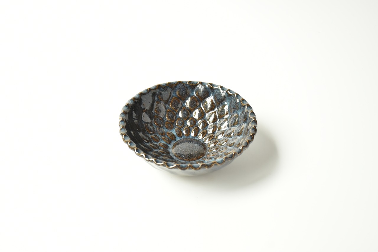 小代瑞穂窯 / 福田るい : 花碗 ヒマワリ 青