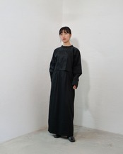 solar - Noren Dress :Black|コットンサテン/受注生産(モデル170cm/着丈135cm)