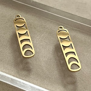 ステンレス製月の満ち欠けムーンゴールドチャーム/三日月/パーツ/