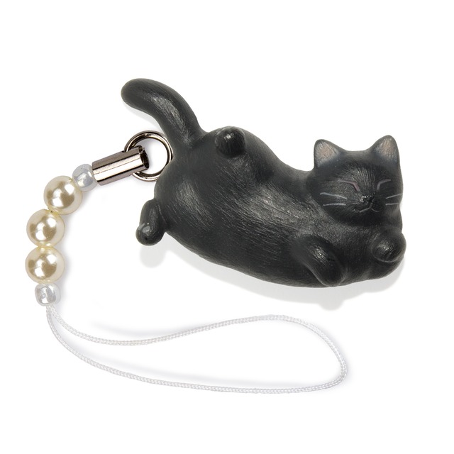 ペットラバーズ 猫どん LadyCat vol,5 黒 ビーズ ストラップ N-2505