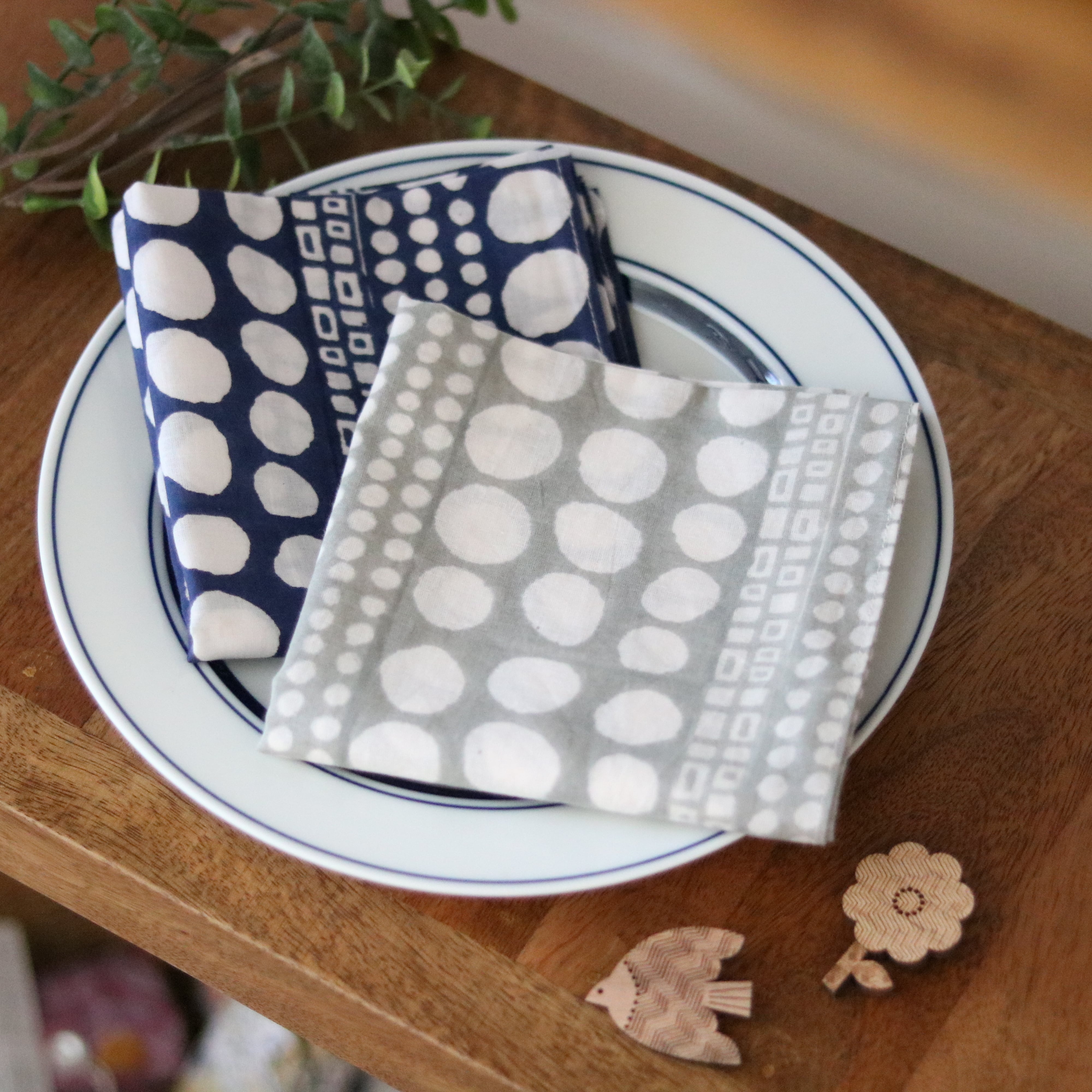 shesay ブロックプリント ハンカチ しかくとまる | Zakka so-la