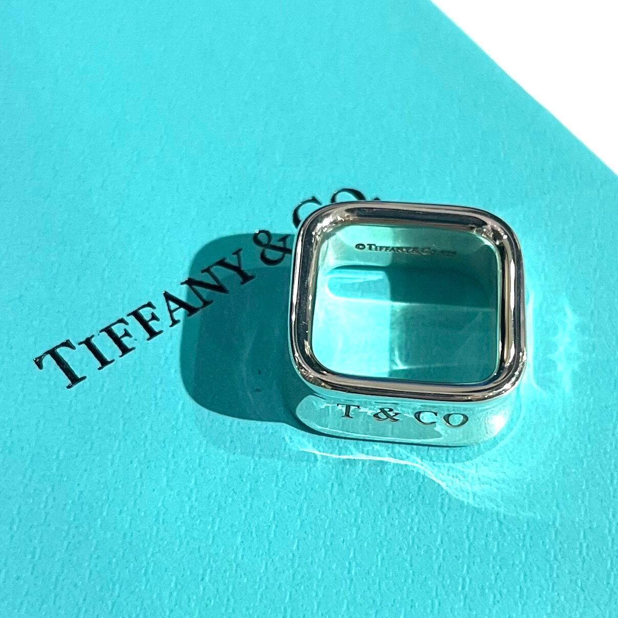 TIFFANY&CO.】1917 レア 1837スクエアリング／8号／シルバー925／立体