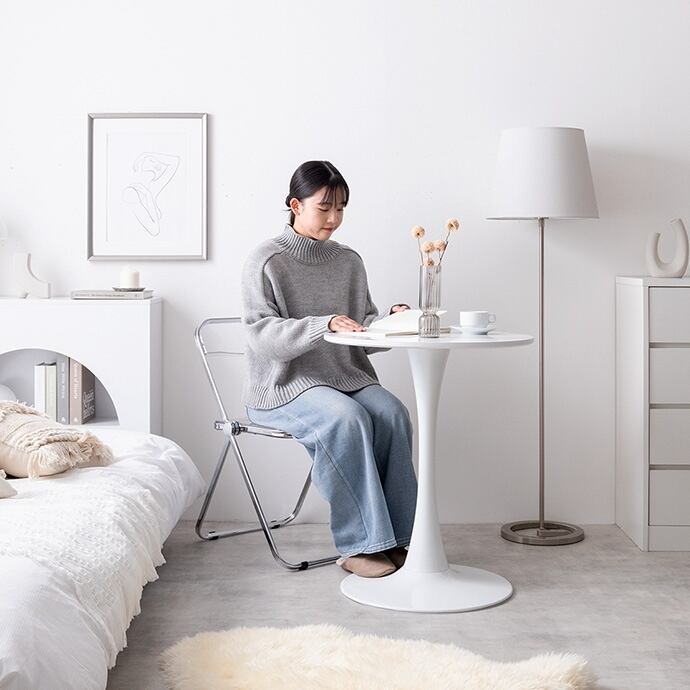 2点セット カフェテーブル+折りたたみクリアチェア | FIGARO