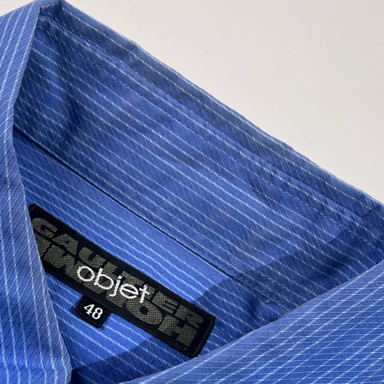 GAULTIER HOMME OBJECT ゴルチエオム オブジェクト ストライプ 長袖シャツ 48/ブルー メンズ