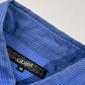 GAULTIER HOMME OBJECT ゴルチエオム オブジェクト ストライプ 長袖シャツ 48/ブルー メンズ