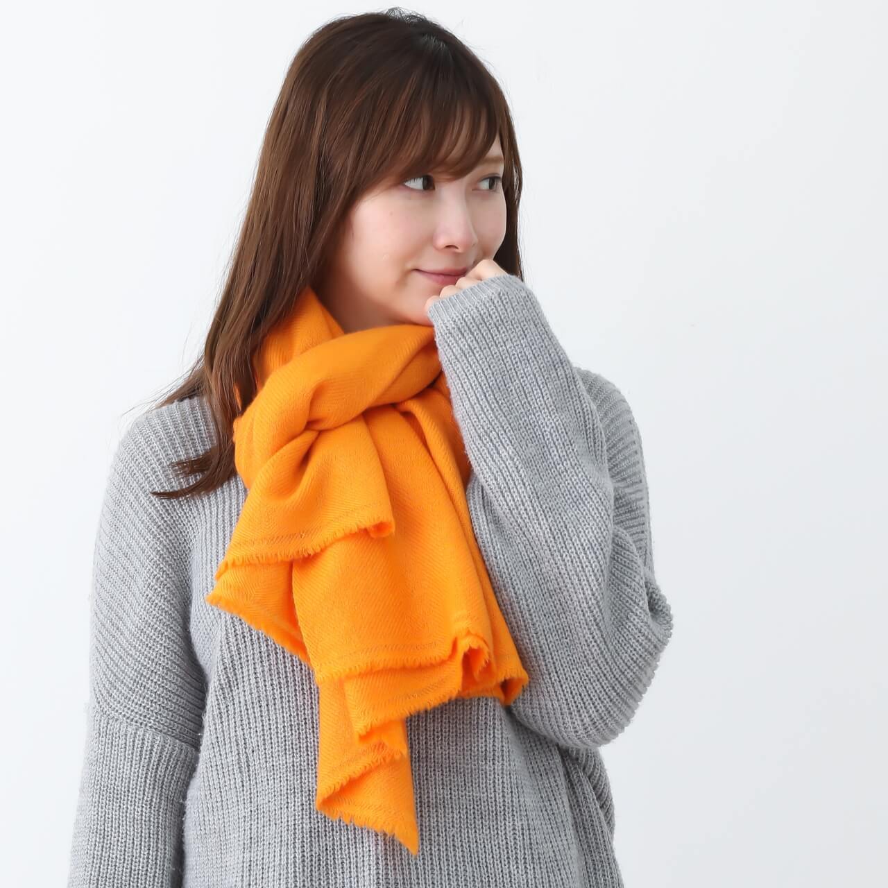 カシミヤ100%ストール オレンジ | ヒマラヤンギフト