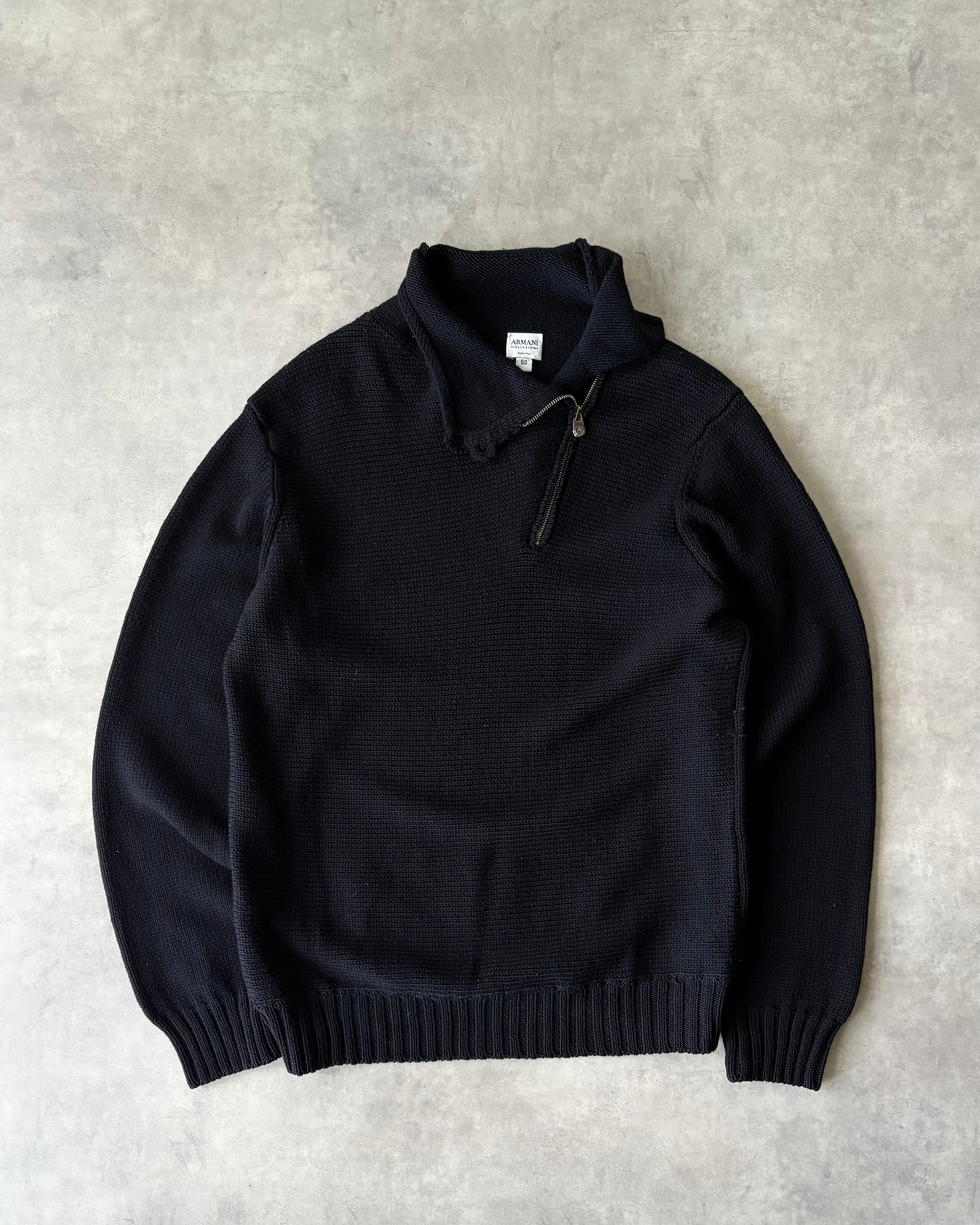 ARMANI COLLEZIONI/sidezip knitサイドジップニット ARMANI COLLEZIONI Shoulder Zip-Design Wool Knit ITALY製 | VOLAR