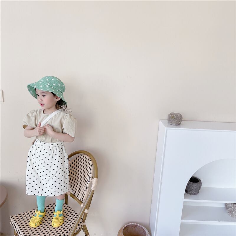 【即納】ライン刺繍のパフスリーブブラウス|海外子供服|韓国子供服