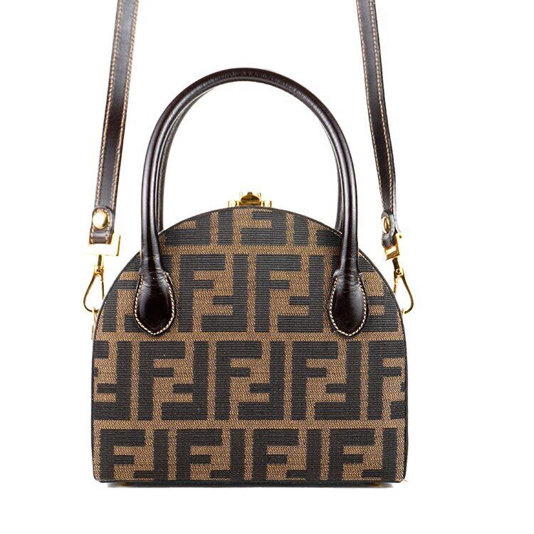 【良品】FENDI ズッカ柄２WAYバッグ ブラウン ヴィンテージ