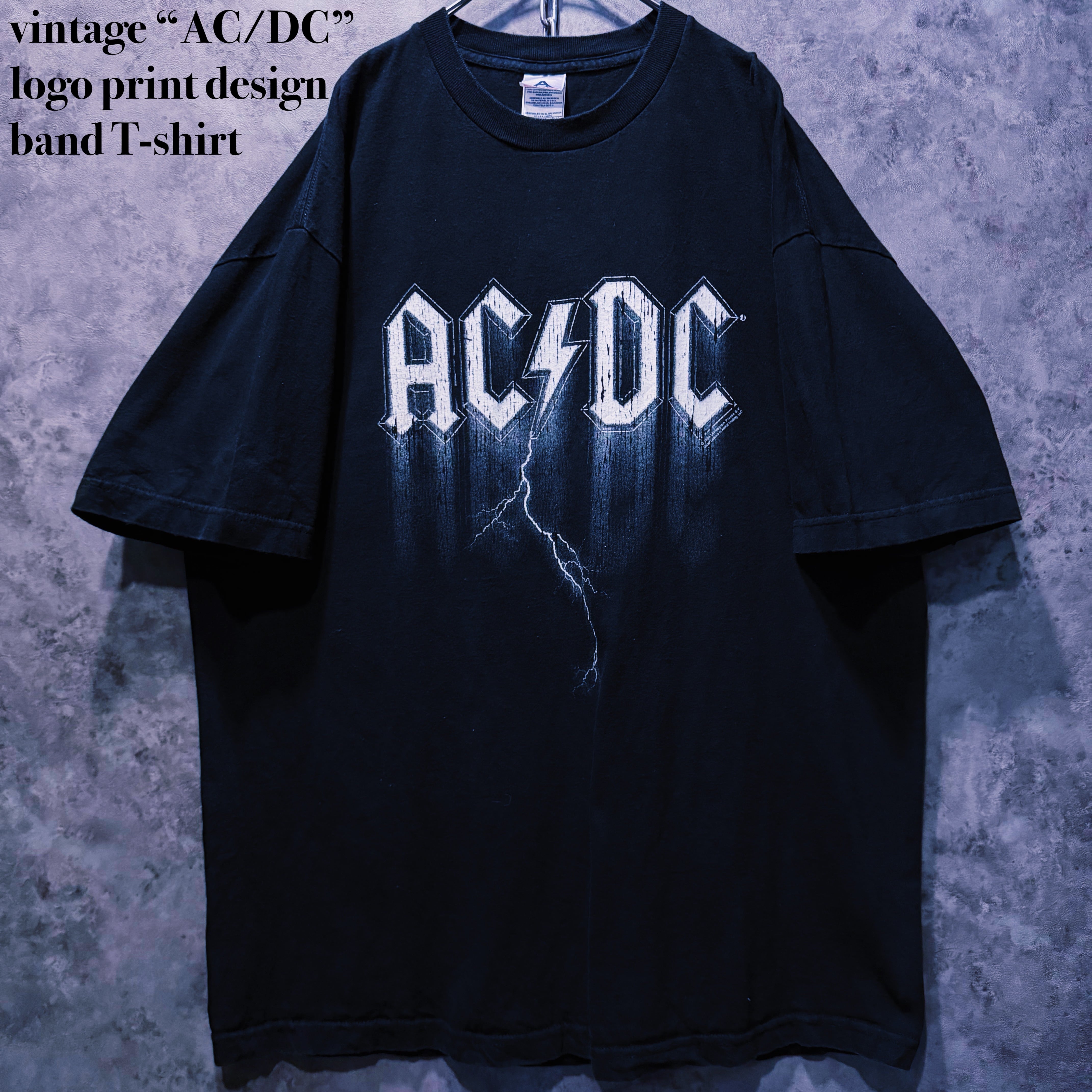 【doppio】vintage “AC/DC” logo print design band T-shirt