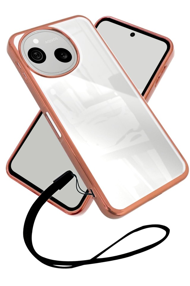 シズカウィル AQUOS sense10 / sense9 用 クリアケース サイドメッキ加工 ローズ×クリア 1個入り