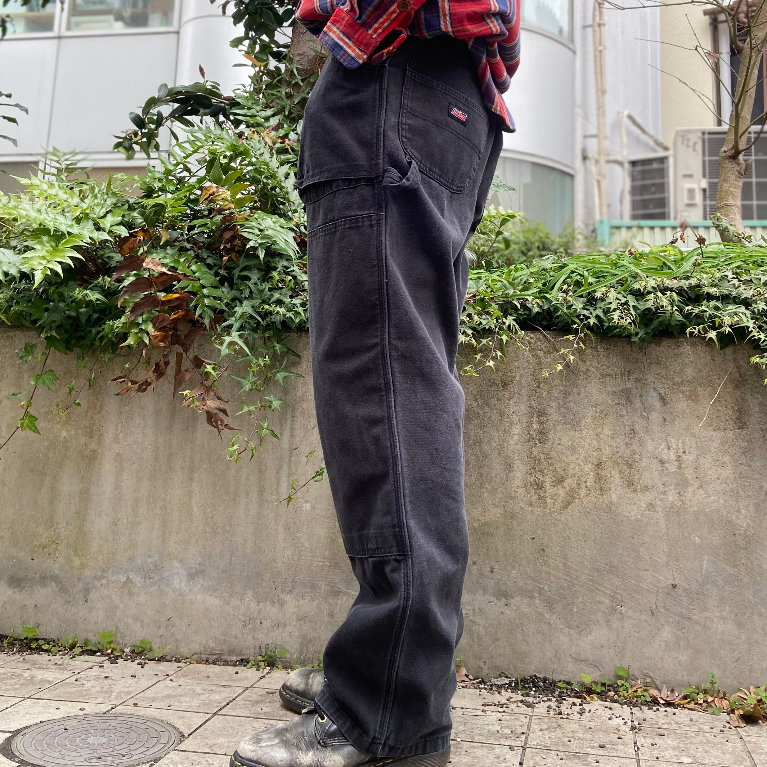 size:W36L32【 Dickies 】ディッキーズ ペインターパンツ ワークパンツ ダブルニー ベイカー風 ダック 黒 古着 古着屋 高円寺  ビンテージ