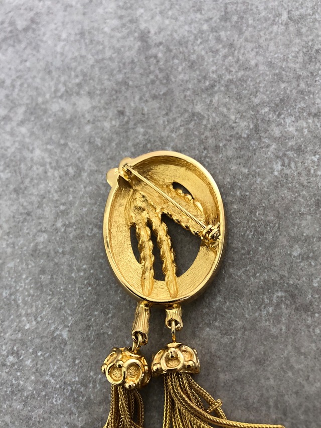 Christian Dior クリスチャン ディオール ブローチ ゴールド タッセル オーバル vintage ヴィンテージ オールド z3v66b