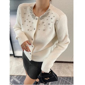 rhinestone knit cardigan<t2539>