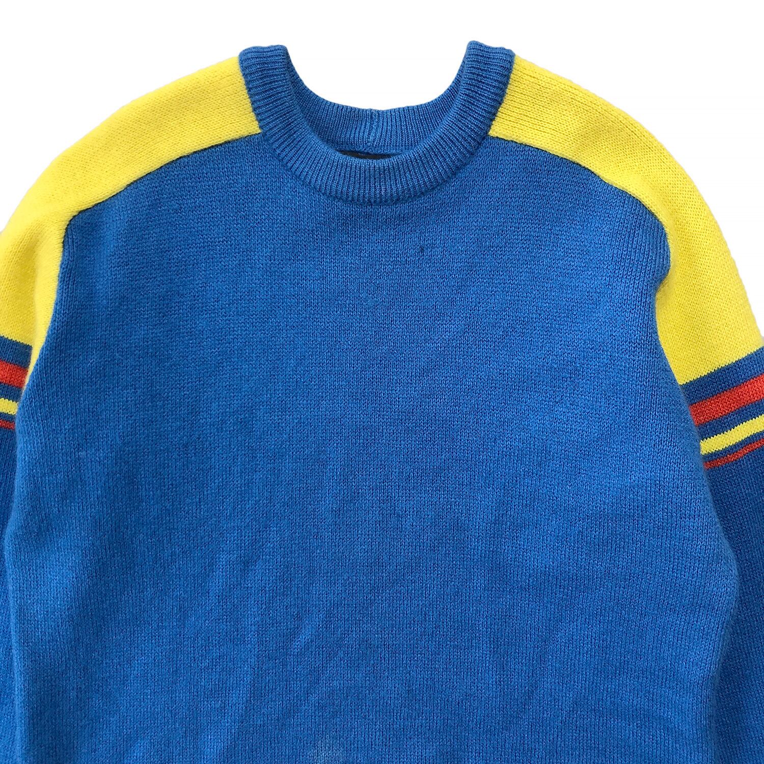 80s USA スキーニット ウールニット セーター 紺色 vintage