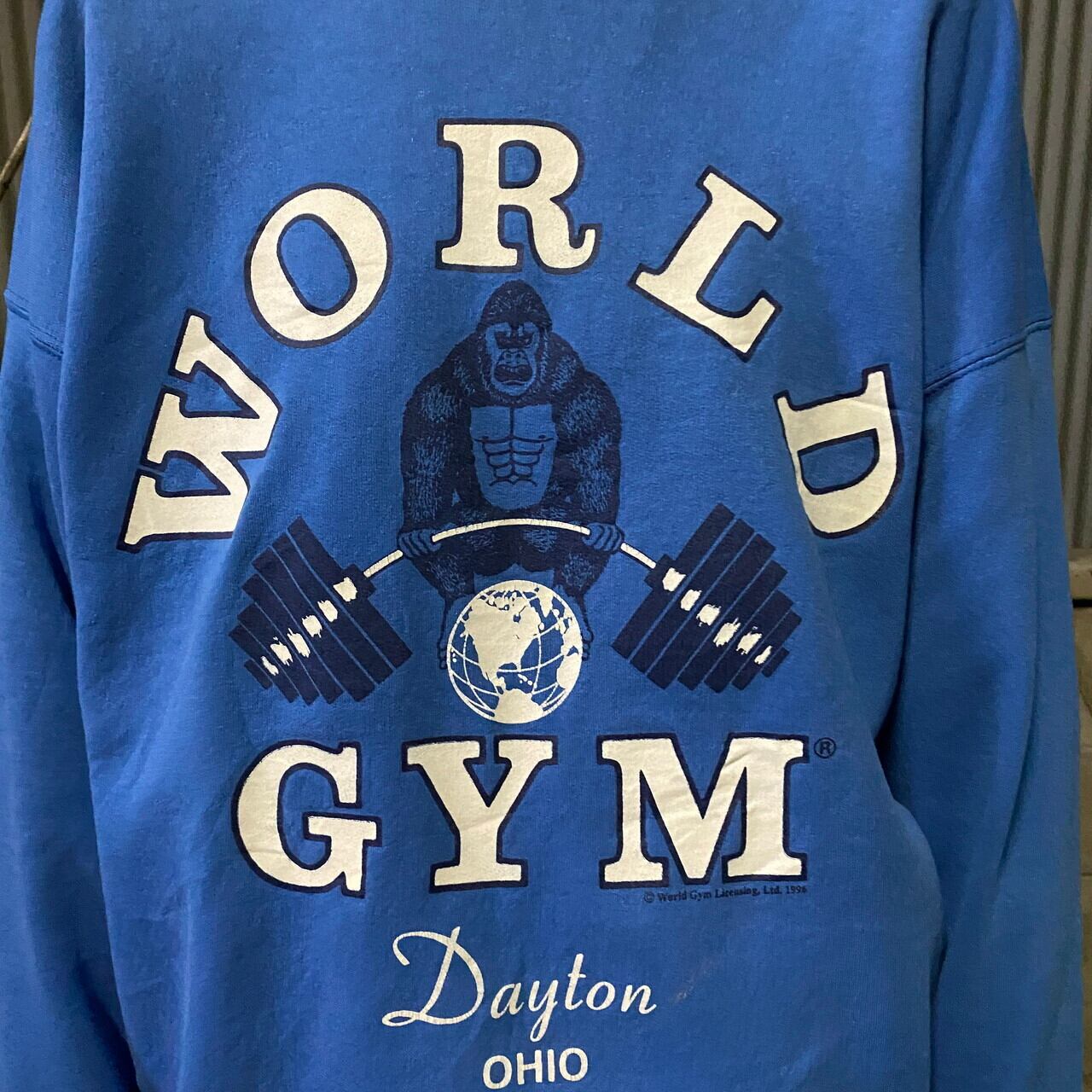 90年代 Hanes ヘインズ WORLD GYM ロゴ プリント スウェットシャツ