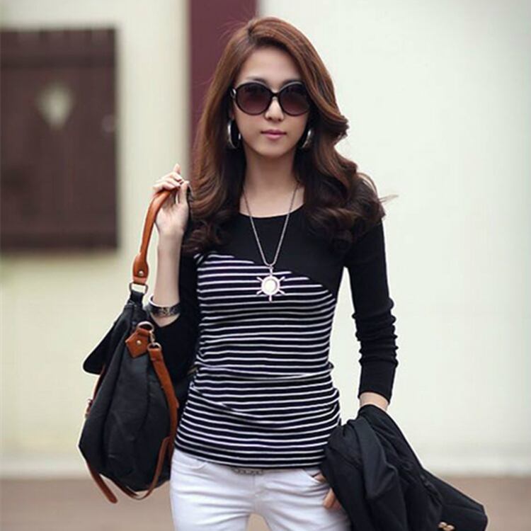 ボーダー ロンt 長袖 オシャレ カジュアル 斜め タイト ｔ シャツ レディース ぐるぐる