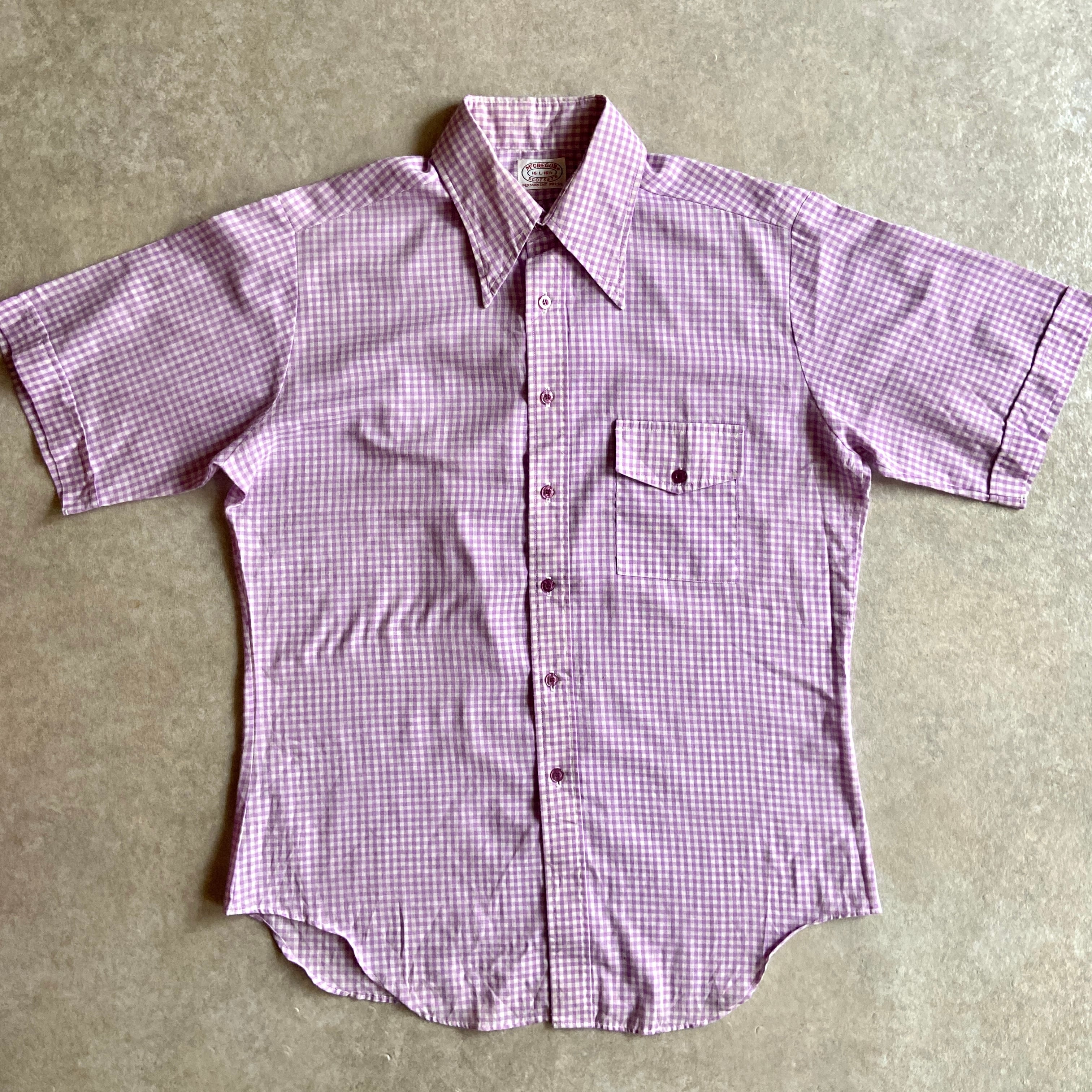 1970s McGREGOR S/S Check Shirt L H026
