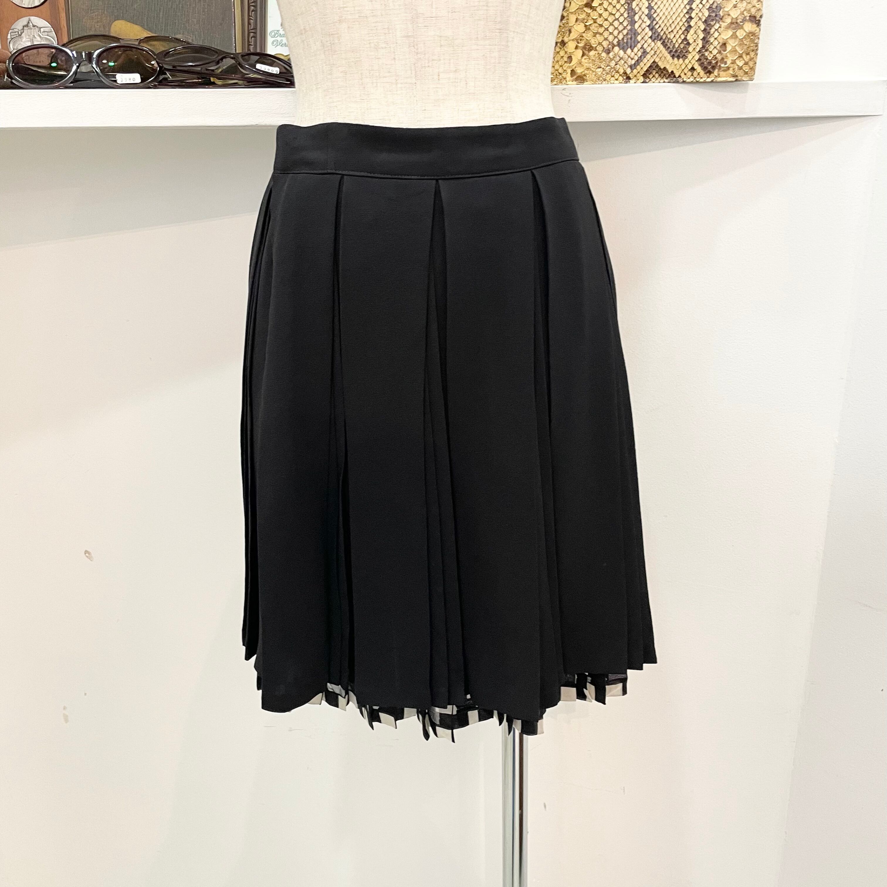 VERSACE/skirt/pleats/black/check/ヴェルサーチ/スカート/プリーツ/黒
