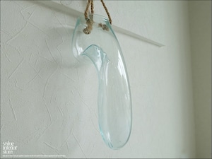 ハンギングフラワーベースNawaM02 花瓶 プリミティブガラスベース 壁掛け 花器 吹きガラス 手づくり ウォールベース 一点物 idavase