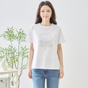 TRUBE アジサイラインストーンデコTシャツ【M~L】ホワイト
