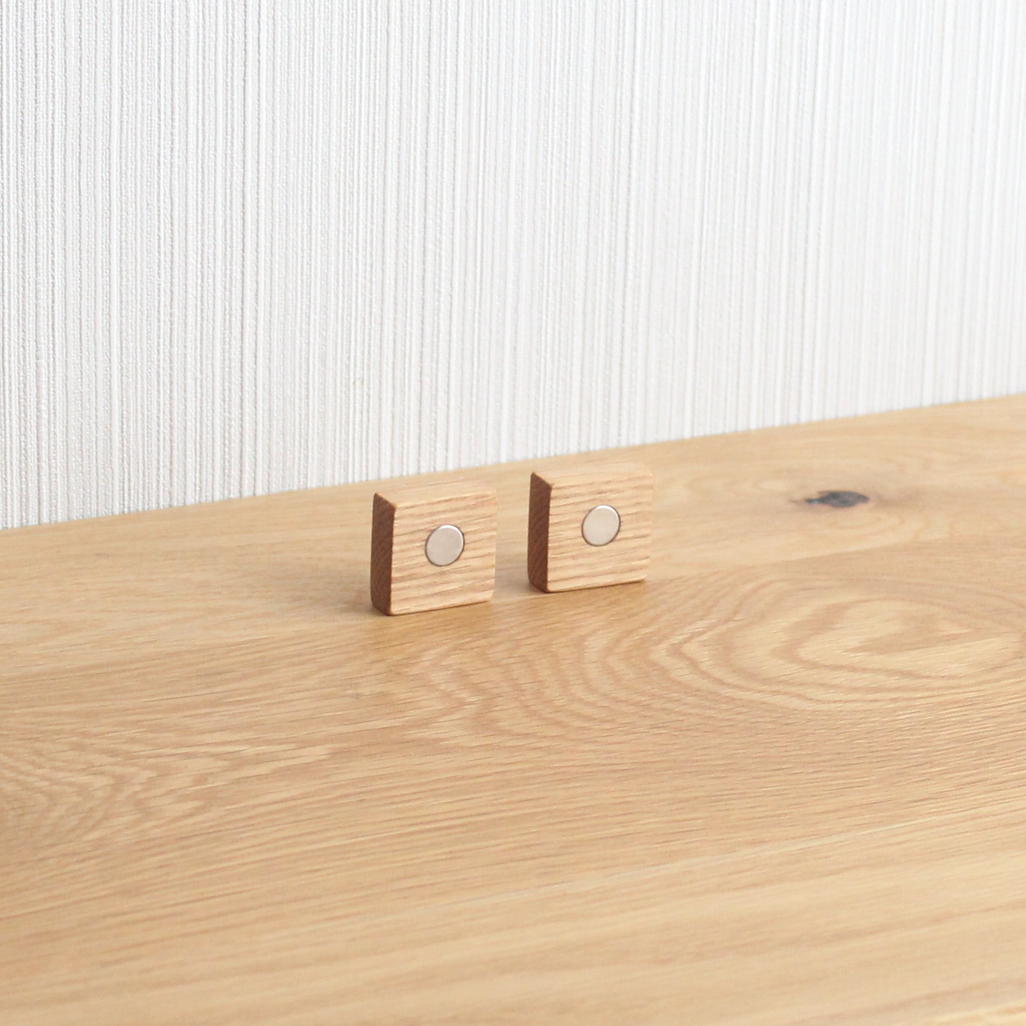 森のかけら 木製マグネットフック（オーク×真鍮）2個セット 木製フック