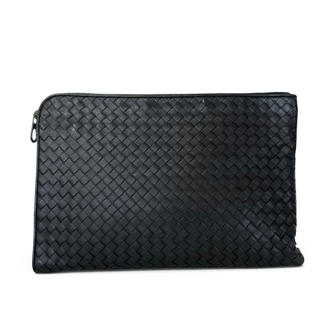 Rare◇BOTTEGA VENETA Intrecciato Clutch Bag Black 1000