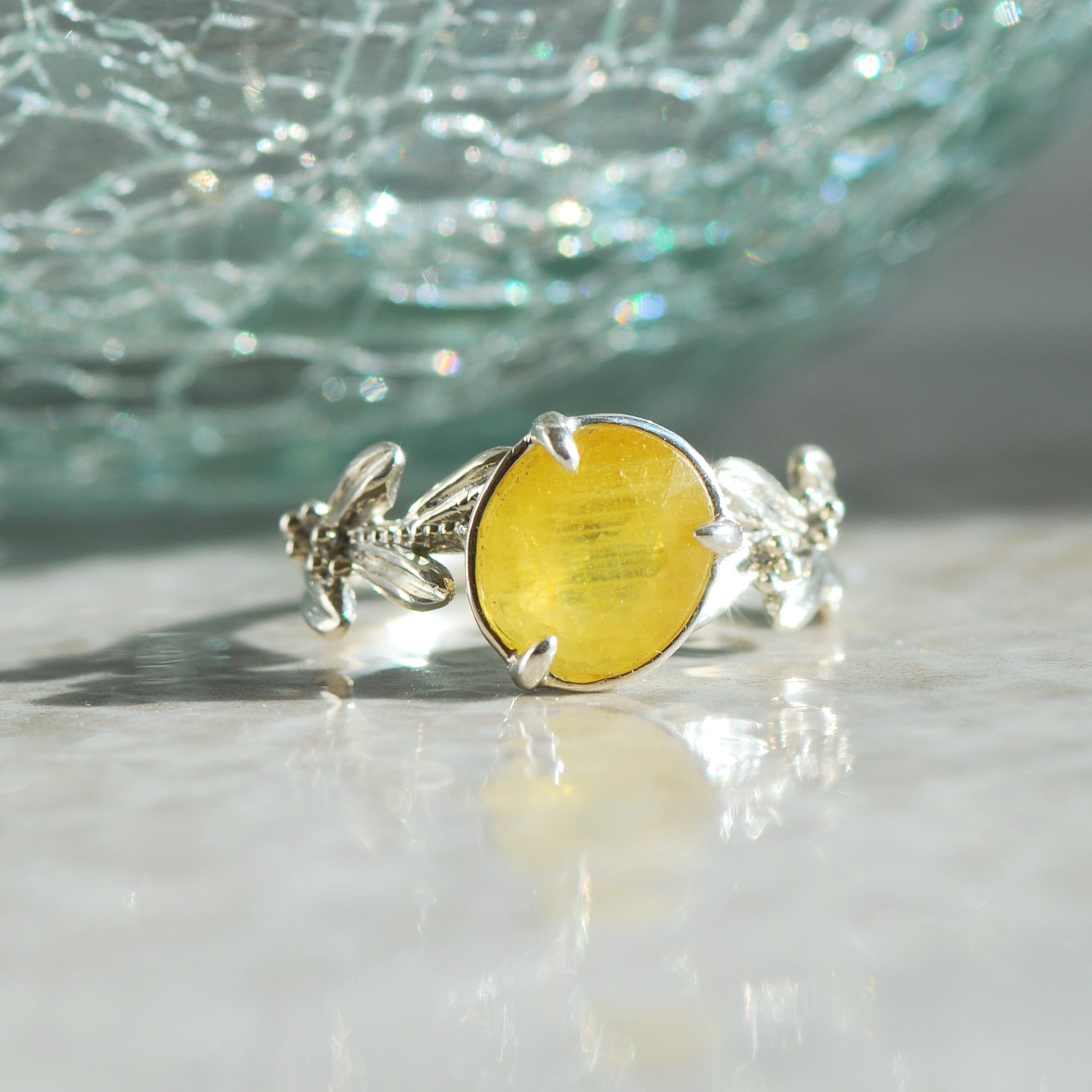 イエローサファイア オリーブモチーフのリング【1点限定