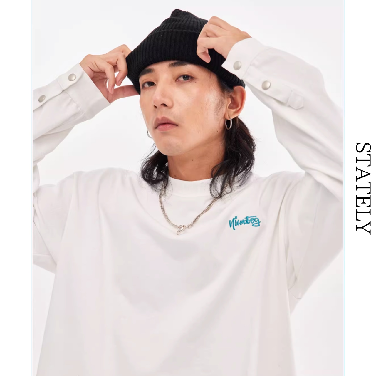 Logo Button Sleeve Long Tee/2color_T50・画像3