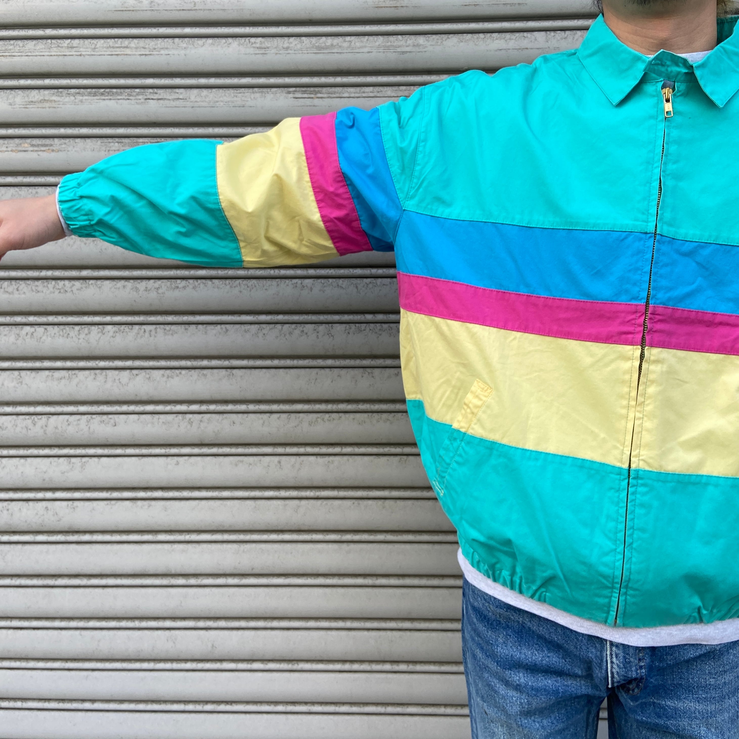 90s USA製 RalphLauren マルチボーダー柄スウィングトップ L | 古着屋 Uan