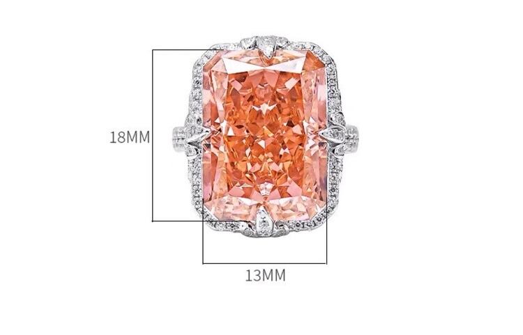 17カラット 人工パパラチアサファイア 高炭素ダイヤモンド キラキラ