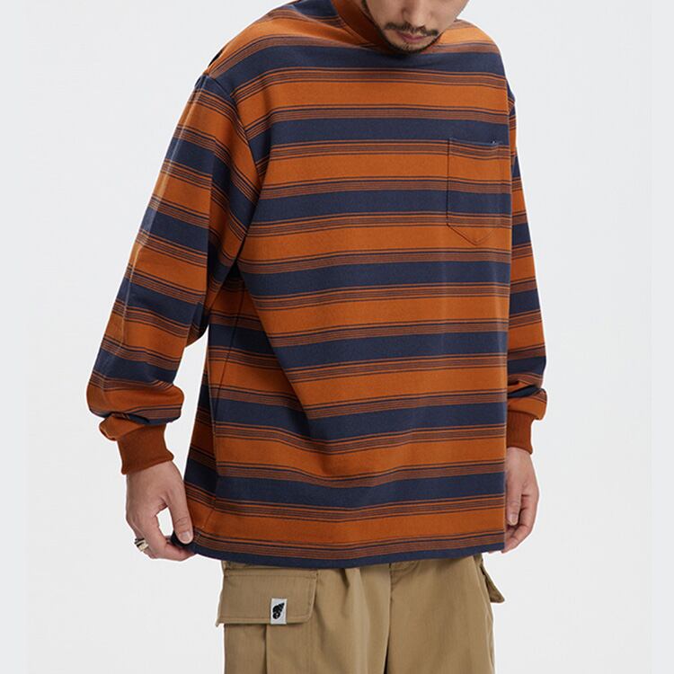 ★STRIPED LONG SLEEVE ROUND NECK T-SHIRT　　　A0424