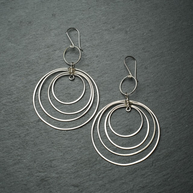 メキシコ タスコ製 Taxco シルバー925 スーパーワイドフックピアス/軽研磨仕上げ/両耳