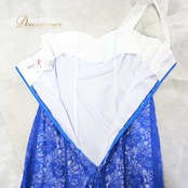 フラダンス 衣装 Paondor パンドール ワンピース ブルー系 花 花柄 レース 青 白 華やか 上品 かわいい ダンス衣装 日本製 イベント ステージ おしゃれ ワンショルダー 総レース ホワイト系