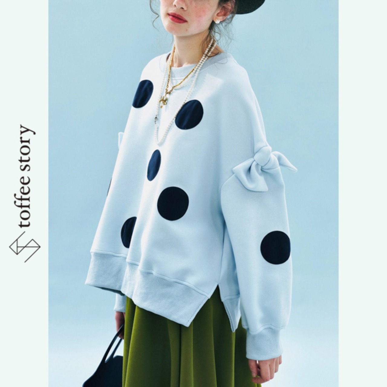 ドットとリボンのポップシンフォニー・スウェット 《i0785》