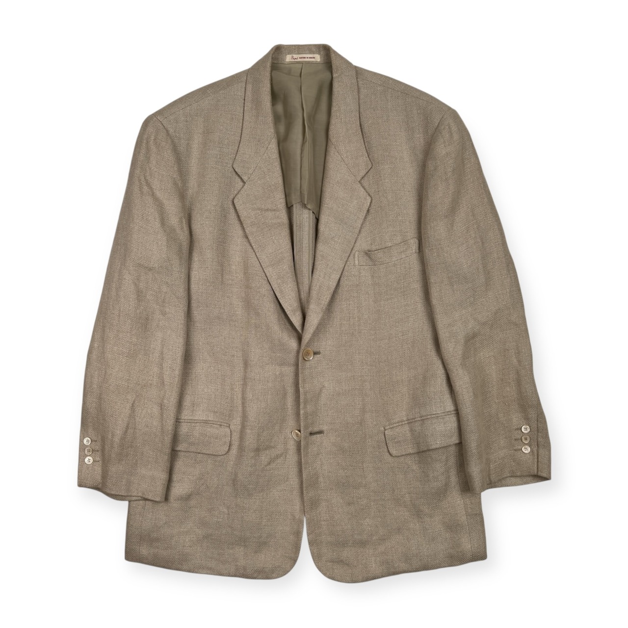麻100% PAPAS パパス セットアップ リネン スーツ サイズ L /アイボリーベージュ系/メンズ/日本製