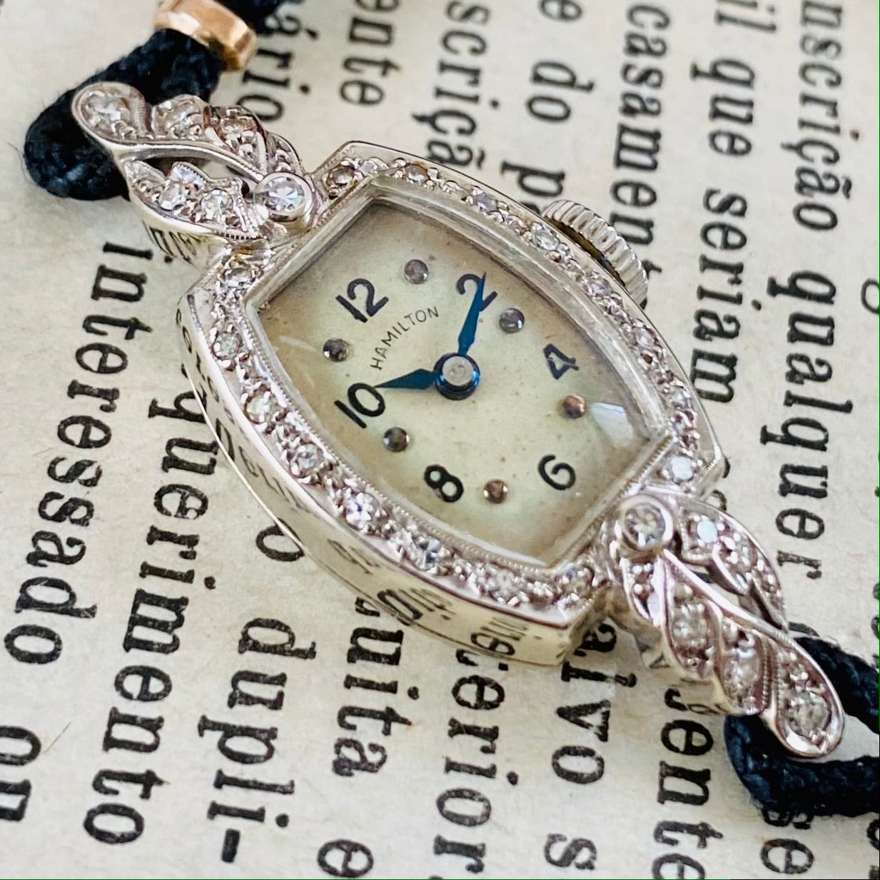 ハミルトン ダイヤ 14ｋ 金無垢 アンティーク 腕時計 手巻き