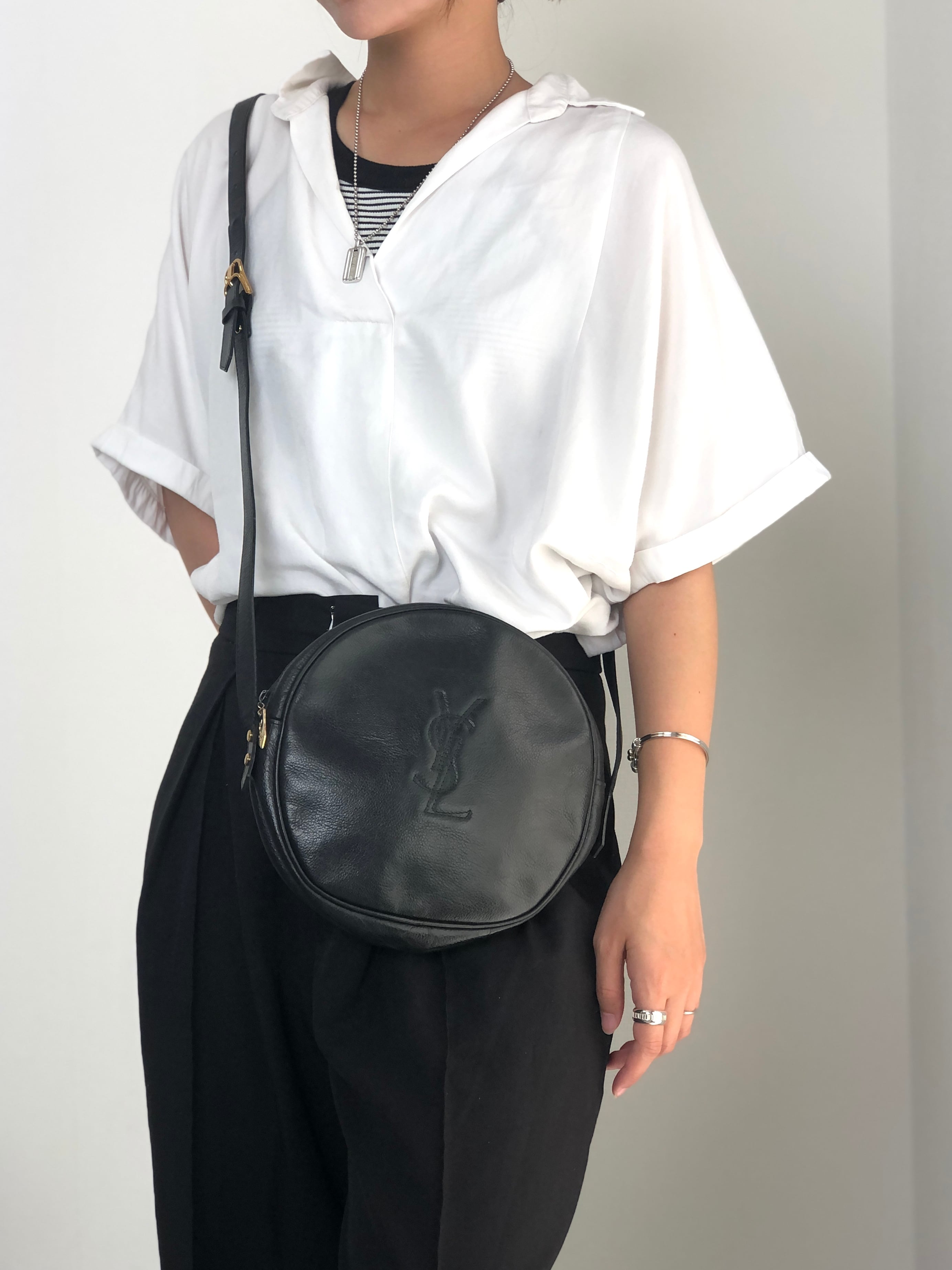  イヴサンローラン　チェーン　レザー　ベルト　ブラック　ヴィンテージ Yves Saint Laurent イヴ・サンローラン ベルト ブラック YSL レザー