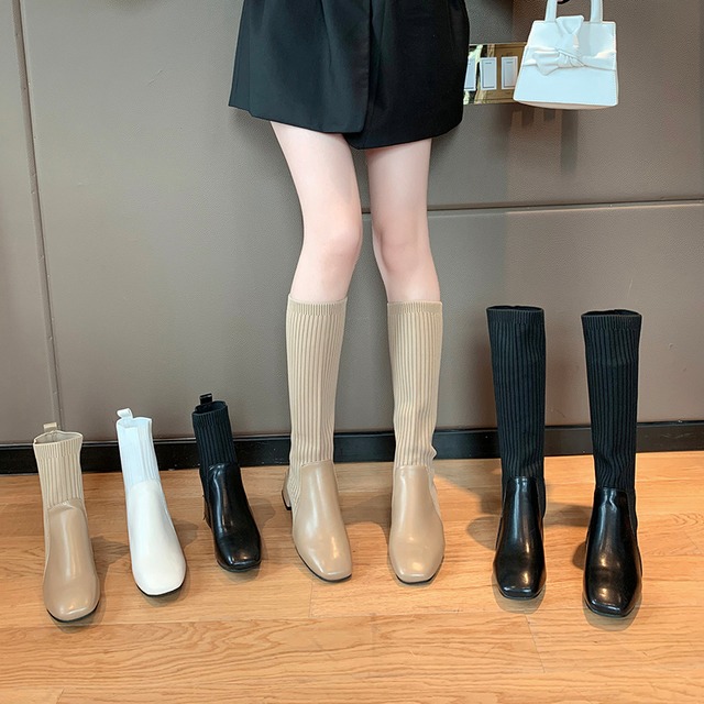 ショートブーツスプリングオータム薄手ソックス ニットストレッチ 靴 シューズ ストリート エラスティック 伸縮 春物 秋物 タイツ ストッキング 部族の婦人靴30441570916